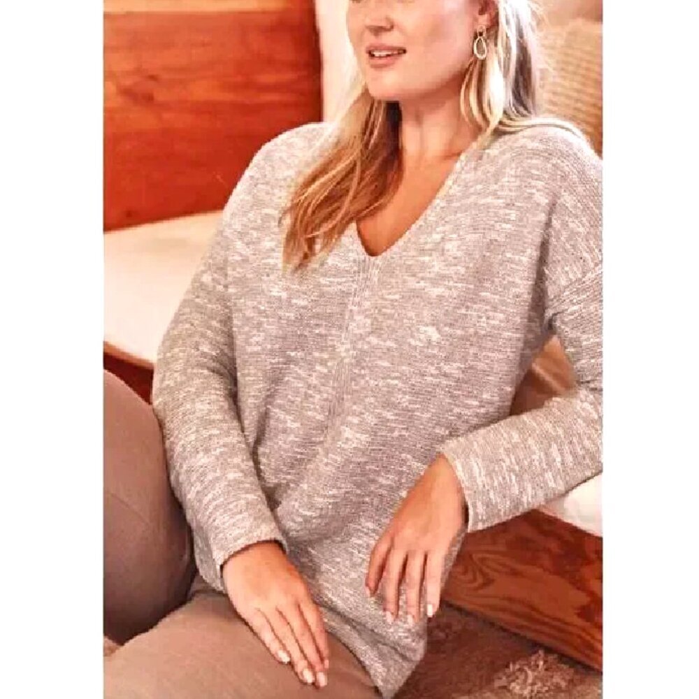 NWOT J. Jill Pure Jill Women's Long Sleeve Marled V-Neck Tunic Sweater Size 3X